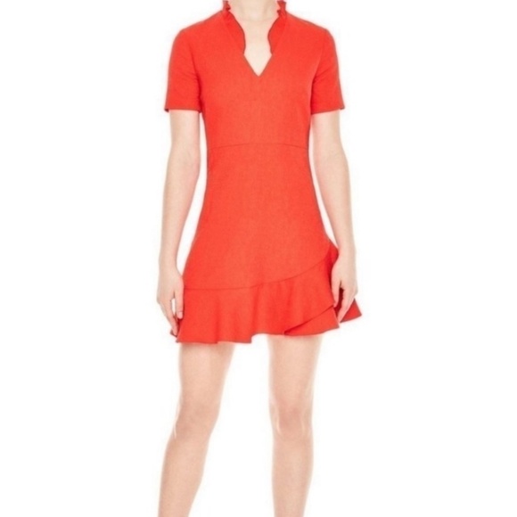 Sandro Short Dress Mini Crepe Fabric Cocktail Occasion Dress Short Sleeve Sz 1 - Picture 14 of 14